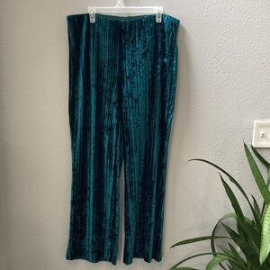 Rachel Zoe Green Crushed Velvet Wide Leg Pants XL